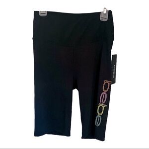 🔴 NWT - Black Bebe Sport Lites Biker Short rainbow Logo Size S